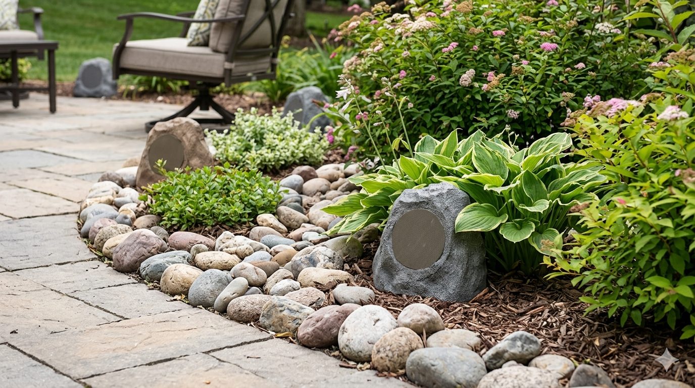 Geo-acoustic outdoor audio along a garden path