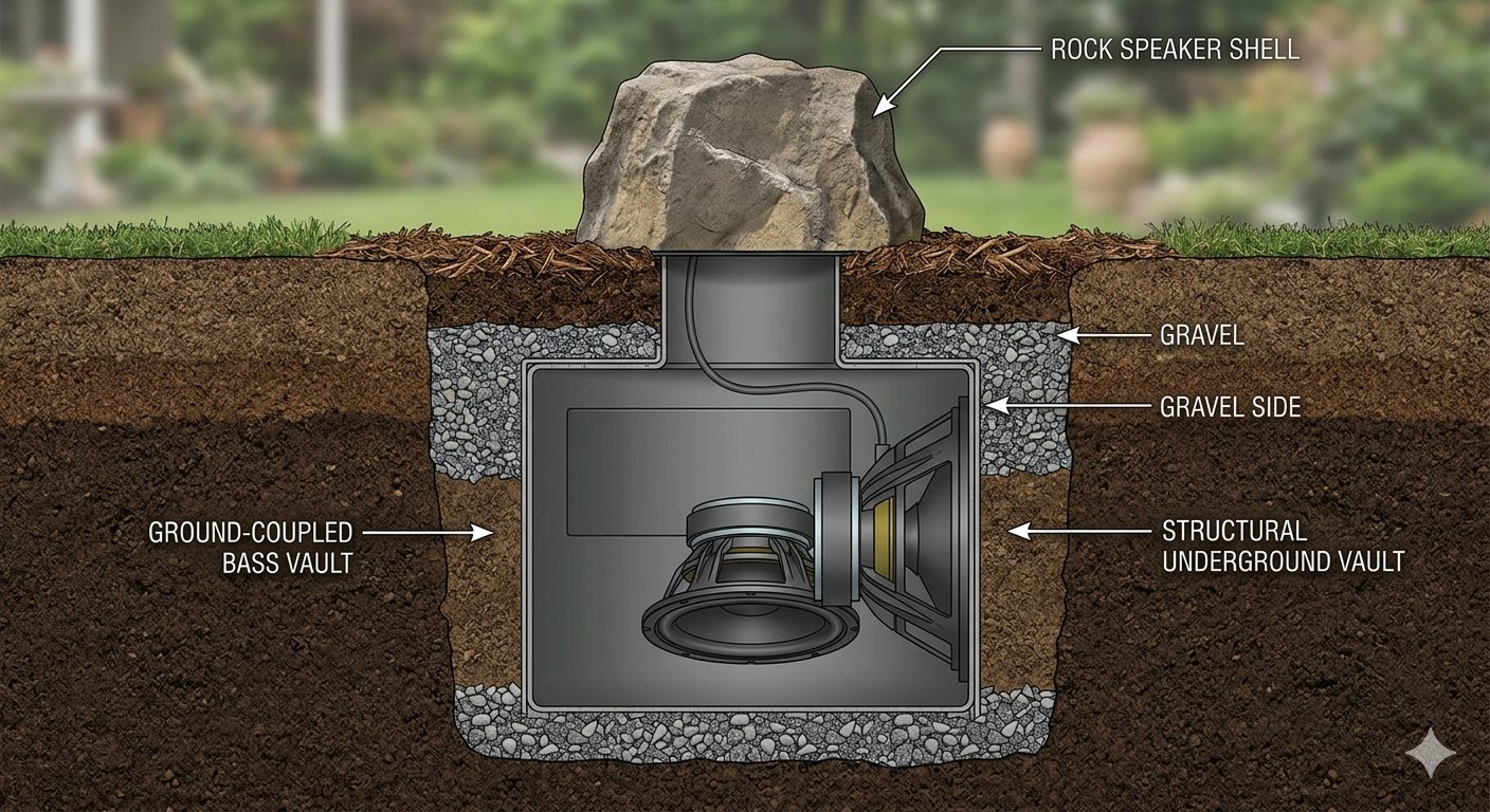 Cutaway of a ground-coupled bass vault