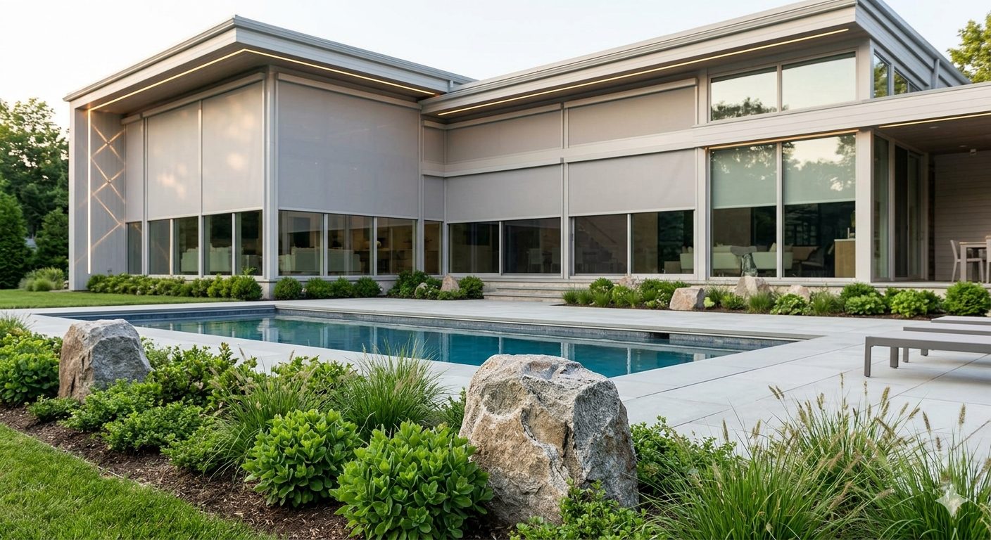 Geo-acoustic outdoor audio at a dusk poolside
